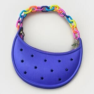 Crocs Kids Shoulder Bag Purple Rubber Silicone Colorful Plastic Chain Strap